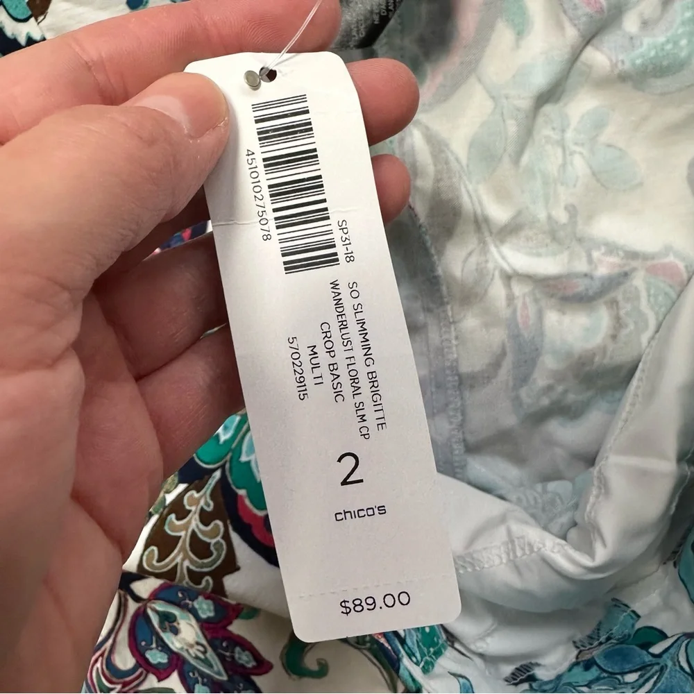 Chico’s So Slimming Brigitte Crop Pants Size 2 (US 12) Floral Stretch - Picture 2 of 8